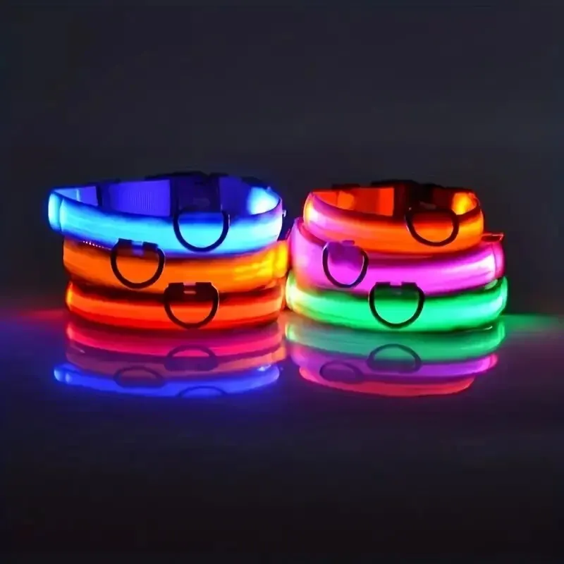 Correa LED de nailon para perro, seguridad nocturna, parpadeante, que brilla en la oscuridad, luminosa, fluorescente, para mascota - imagen 4