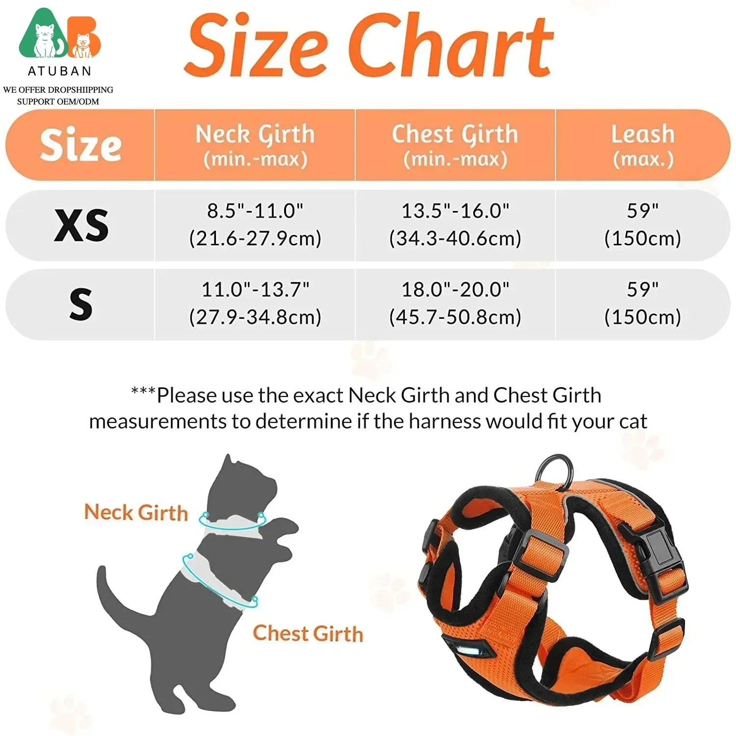 ATUBAN Arnés y correa para gatos para caminar, arneses de chaleco ajustables suaves a prueba de escape para gatos, reflectantes transpirables de fácil control - imagen 3