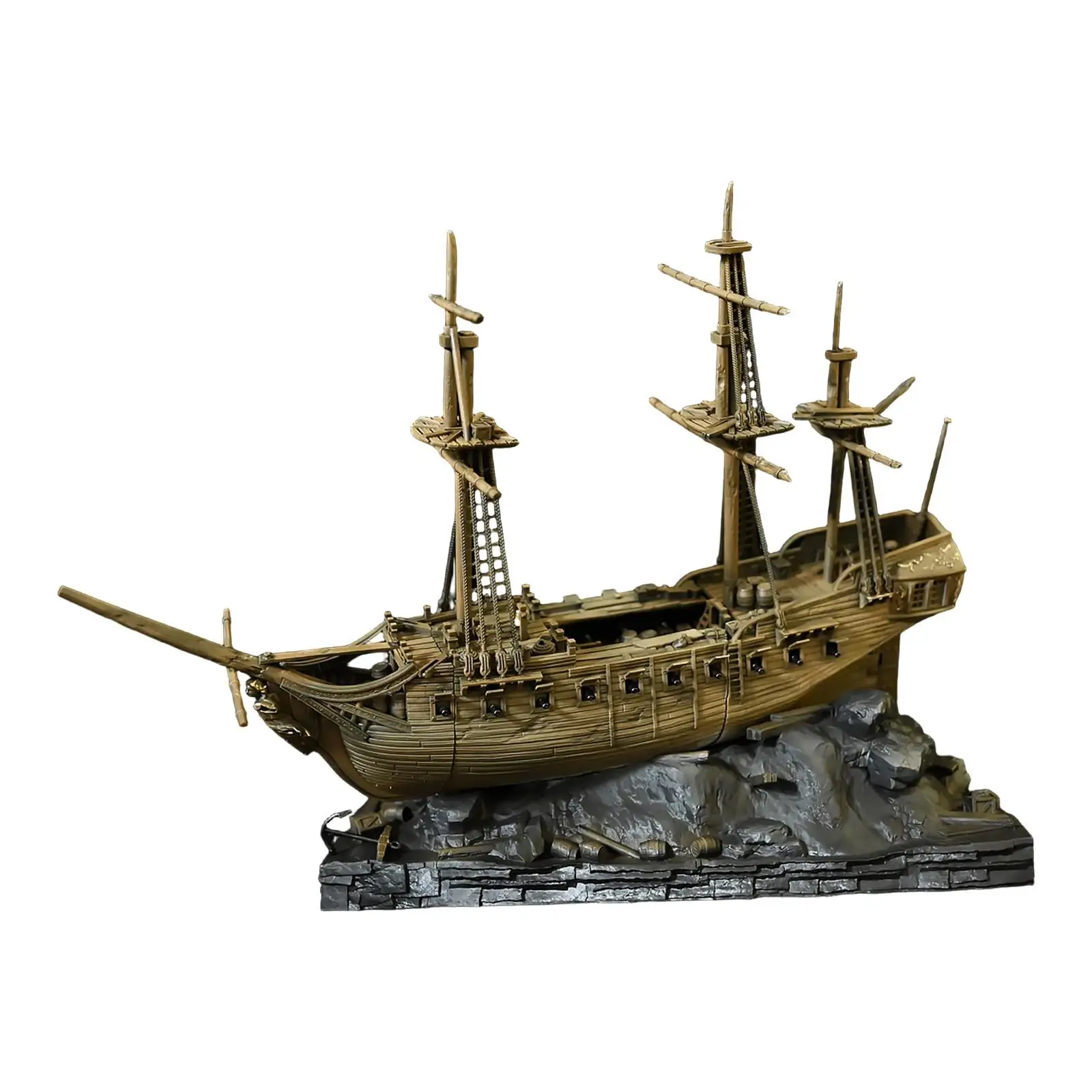 Barco de vela grande de resina, decoración de acuario, modelo de barco realista, accesorios para decoración de pecera - imagen 3