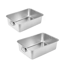 Caja de arena para gatos de acero inoxidable con asas – Limpieza fácil