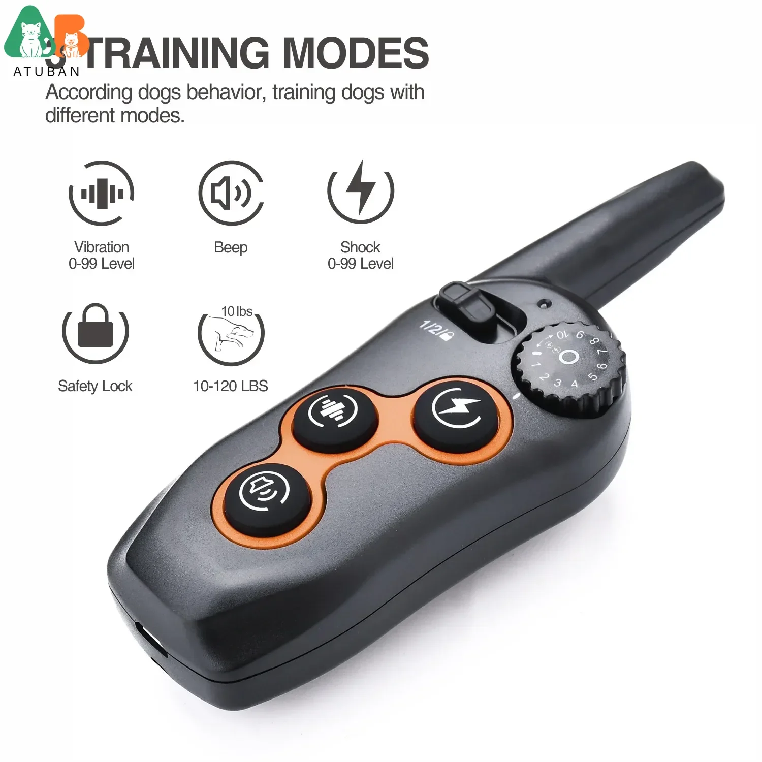 Collar de choque eléctrico recargable IPX7 Collar de entrenamiento para perros impermeable con control remoto, Collar de choque para perros grandes, medianos y pequeños - imagen 2