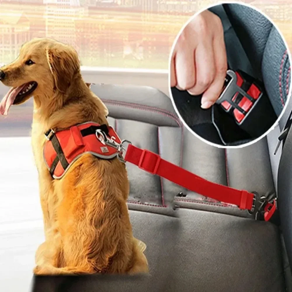 Cinturón de seguridad ajustable para perros y gatos, asiento para mascotas, arnés para perros, Clip de plomo, palanca de seguridad, collares de tracción para perros, accesorios para perros - imagen 2