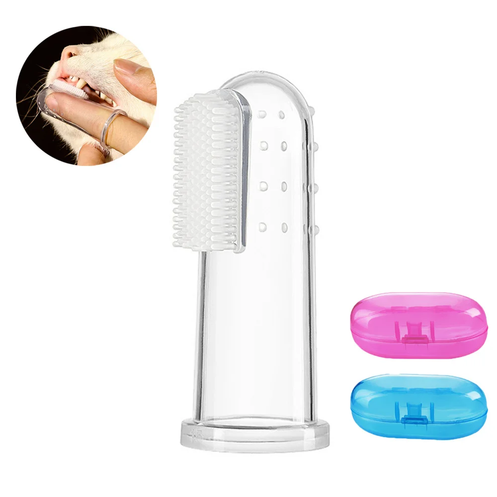 Cepillo de dientes súper suave para mascotas, cepillo para perros de peluche, herramienta para el cuidado de los dientes del sarro del mal aliento, limpieza de perros y gatos, suministros para mascotas de gel de sílice