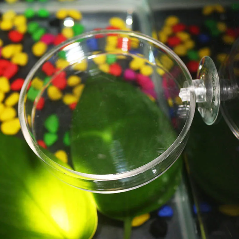 Alimentador de peces transparente acrílico con ventosa, platos redondos de comida para acuario, accesorios de alimentación para peces y camarones