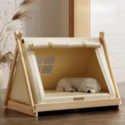 Tienda campaña pino para perros y gatos – Cojín extraíble y transpirable