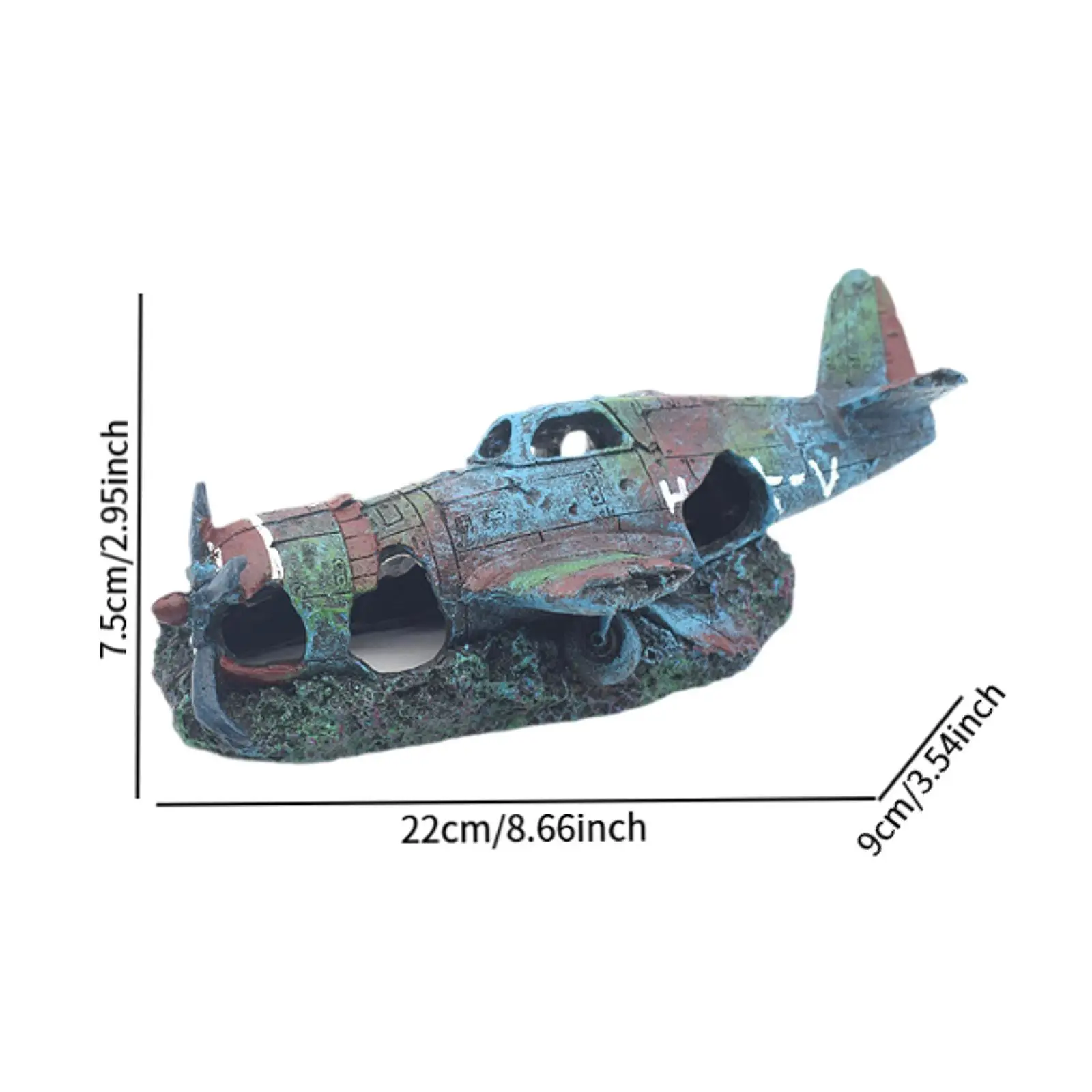 Airplane Wreck Aquarium Decoration Betta Cave Prawn Habitat,Breeding Area,Wreckage Decor,Fish Tank Ornament House for Fish