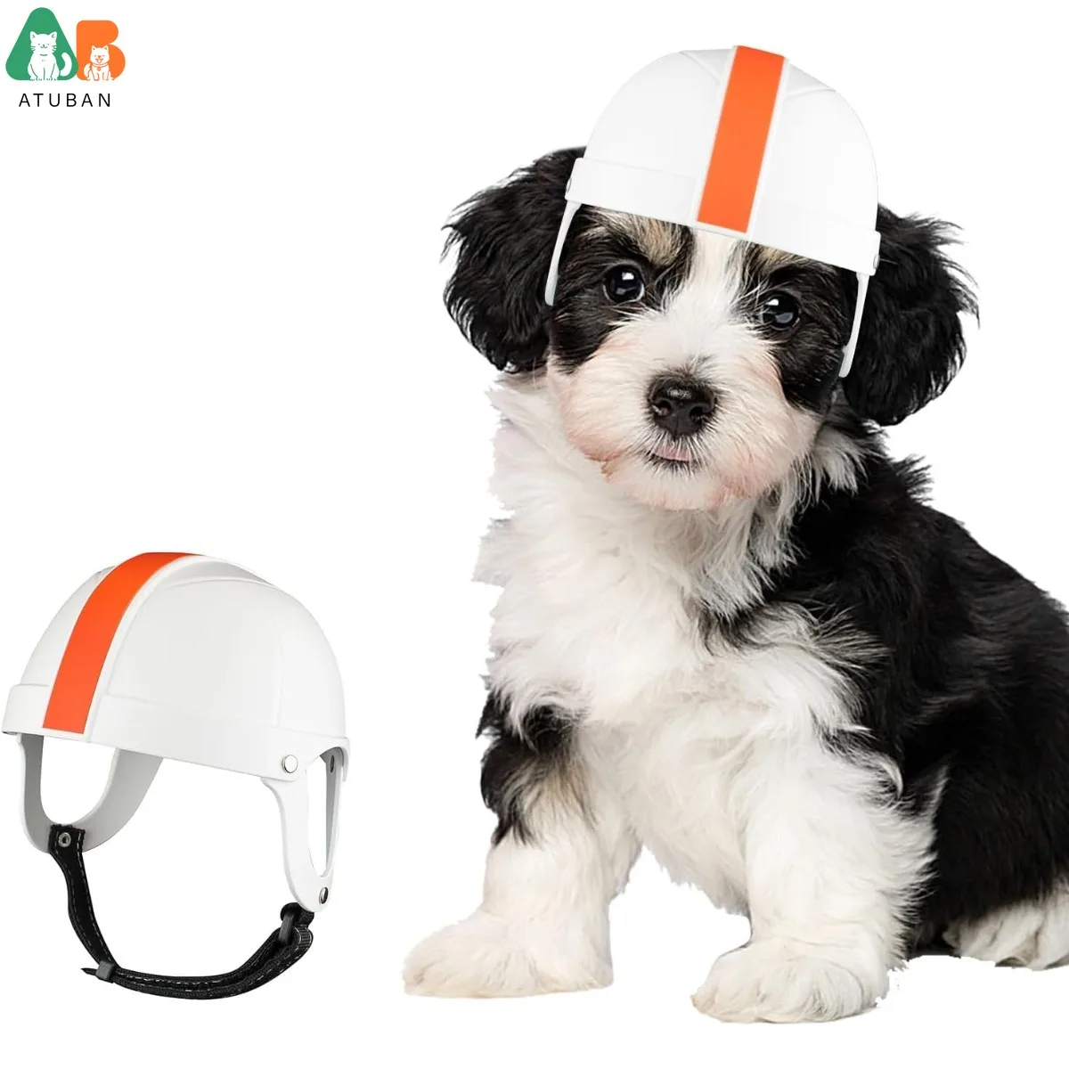 Casco para perro ATUBAN, casco para motocicleta para mascotas, gorro de seguridad duro para perros pequeños y gatos con cinturón ajustable, protección para la cabeza para cachorros