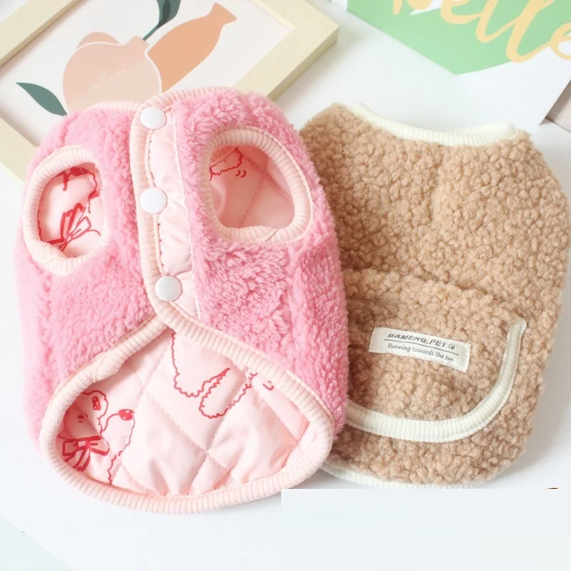 Ropa de invierno de lana para perros, ropa Retro larga de felpa, abrigo de manga corta, chaqueta para perros pequeños, disfraz de cachorro de Bulldog Francés - imagen 3