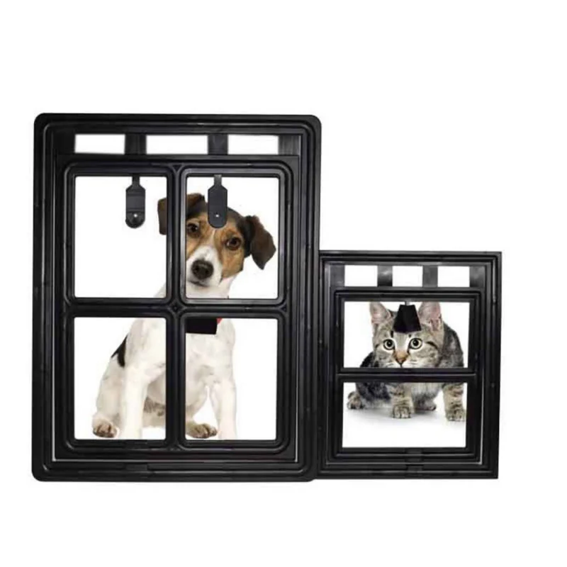 Puerta de plástico bloqueable para mascotas, ventana a prueba de mosquitos, puerta de solapa de seguridad, túnel para mascotas, valla para perros, acceso libre L - imagen 3