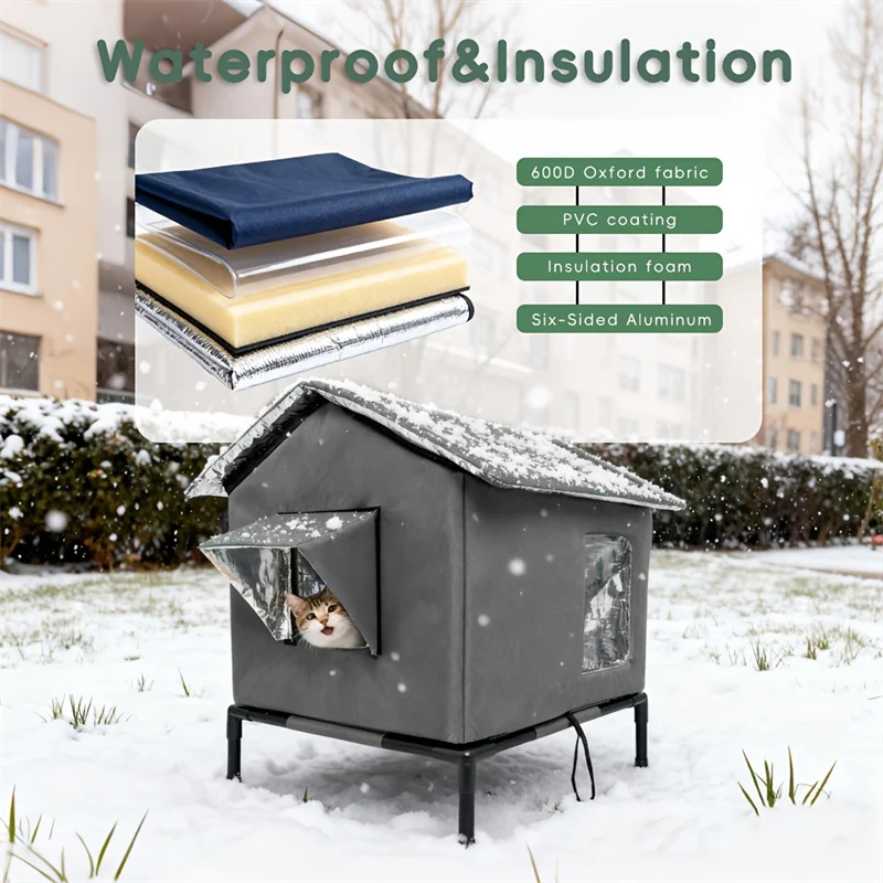 Casa para perros y gatos callejeros, impermeable, para exteriores, invierno, cálida, cueva para mascotas, camas para dormir, hogar, plegable, lavable para perros pequeños, suministros para cachorros - imagen 2