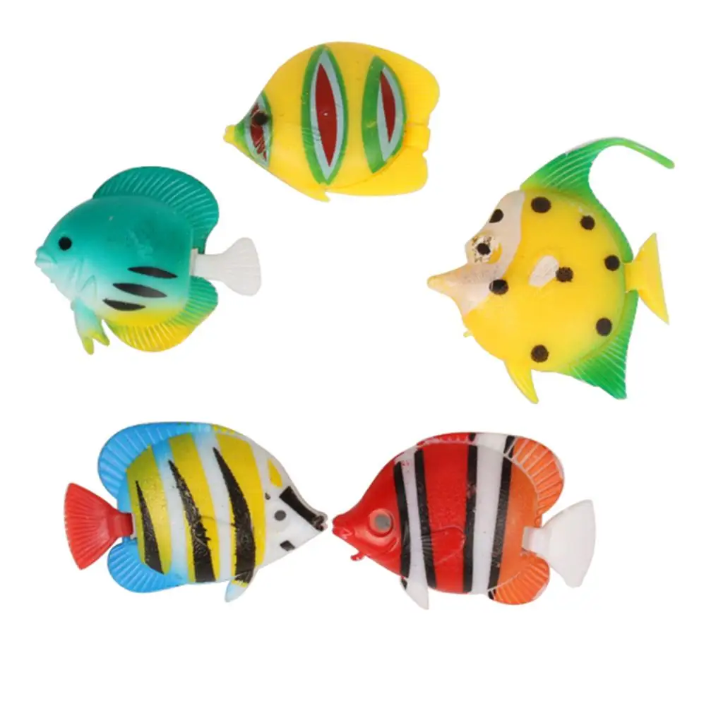 5pcs Colourful Assorted Artificial Plastic Aquarium Tropical Fish
