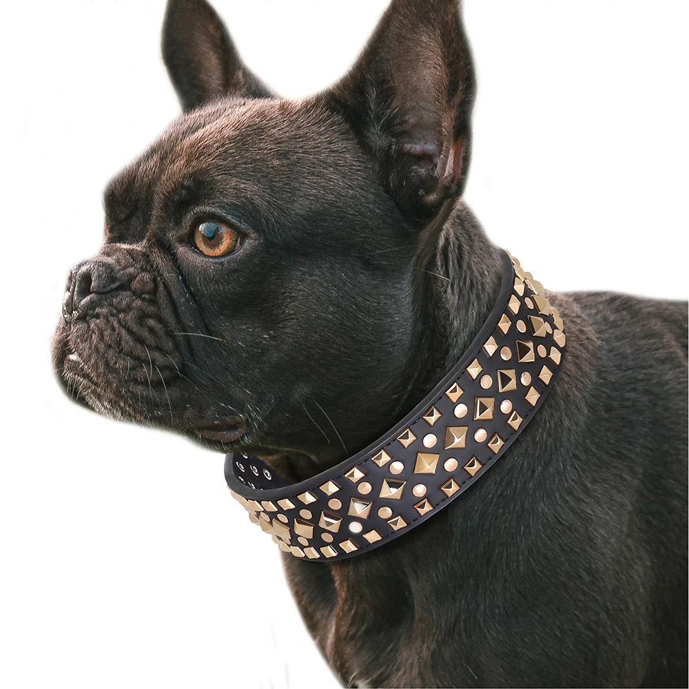 Collar de cuero con tachuelas para perro, lujoso Collar ajustable para perros grandes, medianos y grandes, Pitbull - imagen 4
