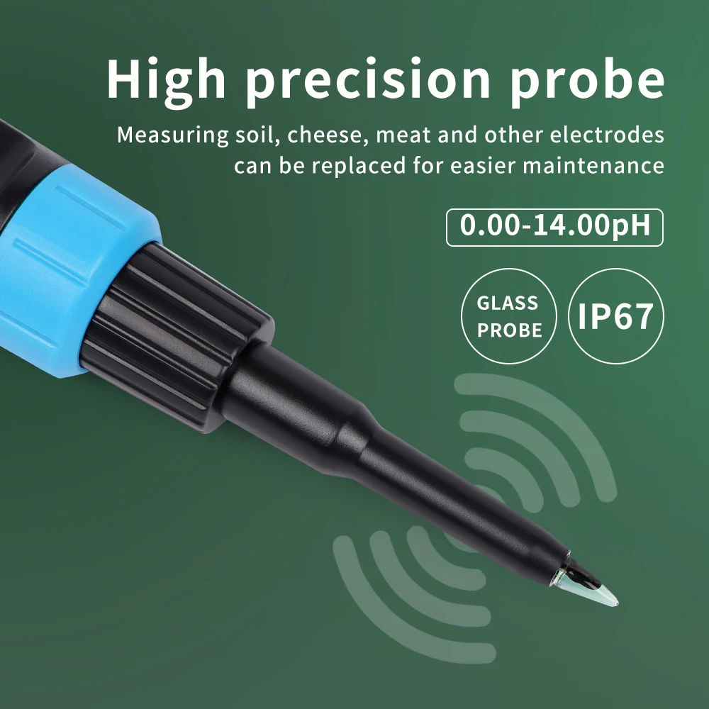Medidor de PH para alimentos y masa, probador de acidez con retroiluminación LCD, medidor de PH del suelo, Detector de temperatura de PH portátil para alimentos cosméticos, queso, carne y fruta - imagen 4