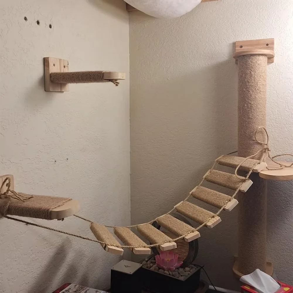 Mueble pared gatos escalera sisal centro actividades ahorra espacio - imagen 5