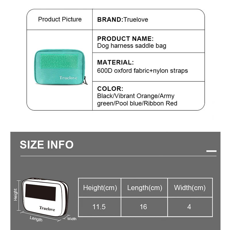 Truelove-Chaleco con arnés para perro, bolsa de sillín, mochila de servicio para perro en entrenamiento, alforja de calidad para perros tácticos, TLB3011 - imagen 4