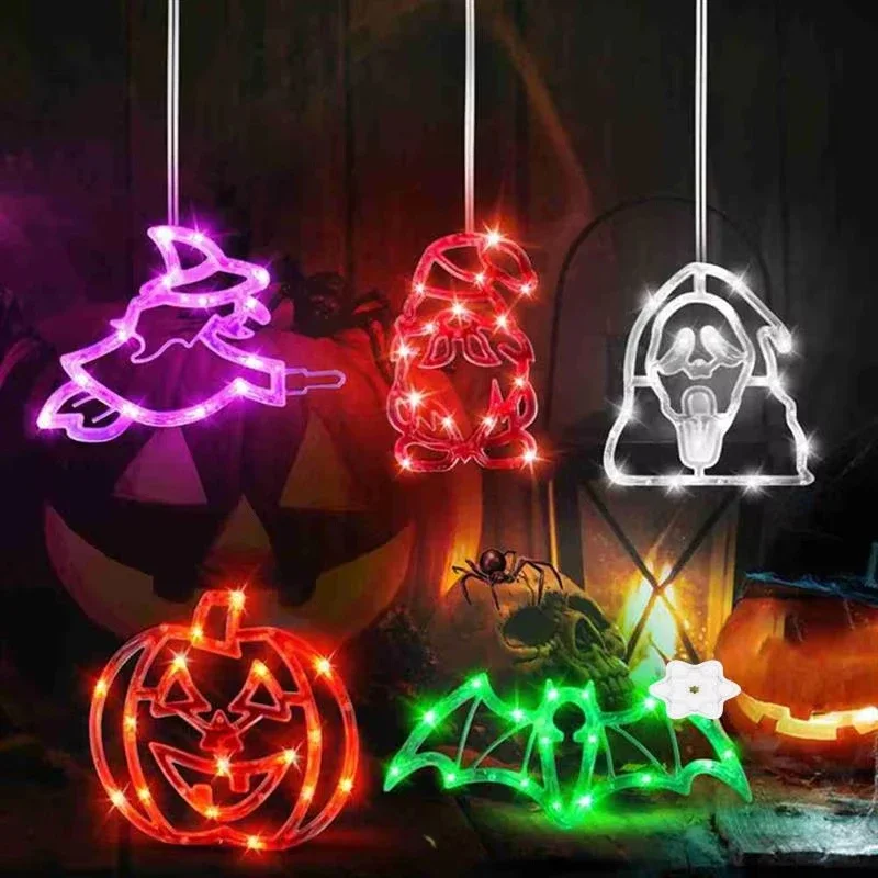 Guirnalda de luces Led para Halloween, lámpara de modelado con sombrero de araña y calabaza fantasma con ventosa, decoración para fiesta y Halloween, nuevo - imagen 3