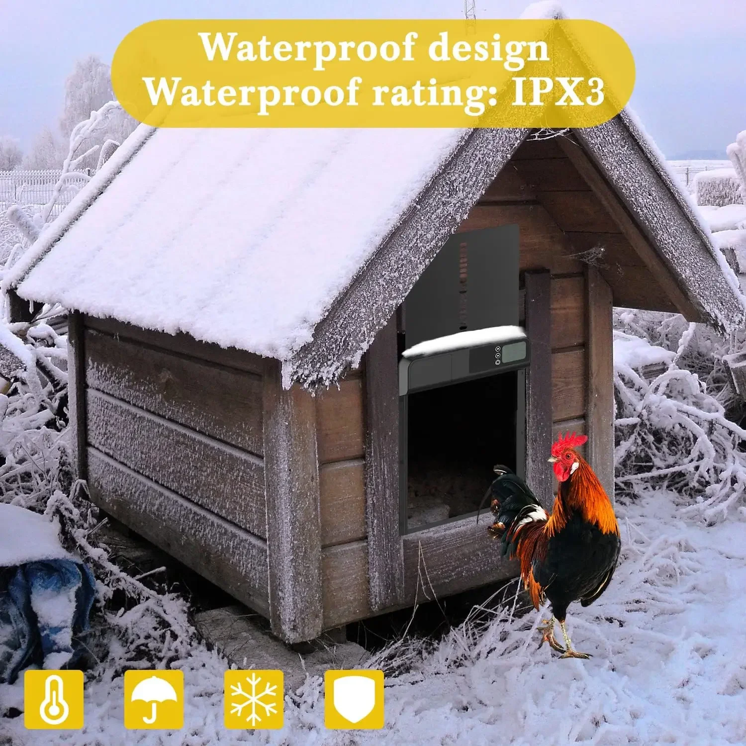 ATUBAN Puerta automática para gallinero, puerta automática de aluminio con temporizador, abridor automático con función antipellizco, funciona con pilas - imagen 5