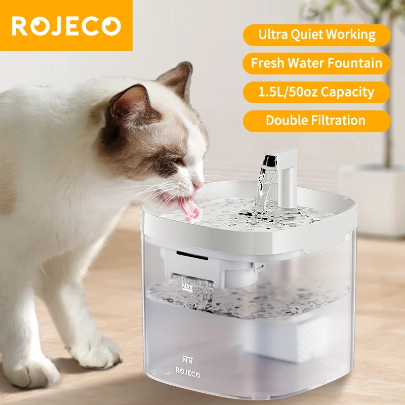 ROJECO-fuente de agua inteligente para gatos, dispensador automático de agua para mascotas, purificador de bebidas para gatos y perros, fuente con filtros de recirculación