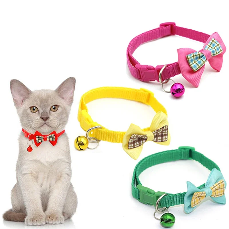 2 uds. Collares ajustables para perros y gatos, pajarita con colgante de campana, collar, corbata, hebilla de seguridad, accesorios para ropa para mascotas de 19-32cm - imagen 5