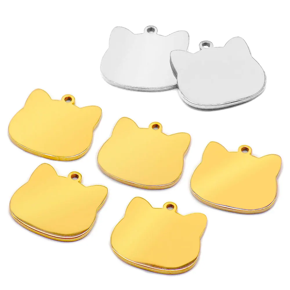 Etiquetas de identificación de acero inoxidable de alta calidad para perro, Collar COLGANTE para gato, joyería con espejo, accesorios para Collar de Mascota, 100 Uds.