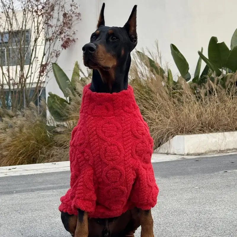 New Year Red Sweater For Media Large Dogs Warm Knit Dog Clothes Doberman Coats For Media Big Dogs ropa para perro