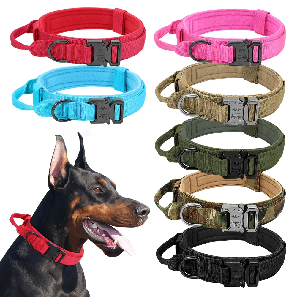 Collar táctico militar para perro, Collar de nailon duradero para entrenamiento de mascotas con mango fuerte para perros medianos y grandes, Bulldog francés - imagen 2
