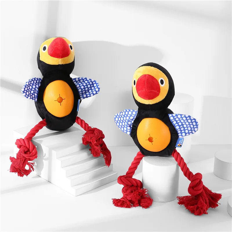 Interactive Parrot Dog Chew Toys with Leaking Food Ball Bite-resistant Pet Cotton Rope Toys Funny Puppy Squeak Toys Dog Accessor - imagen 3