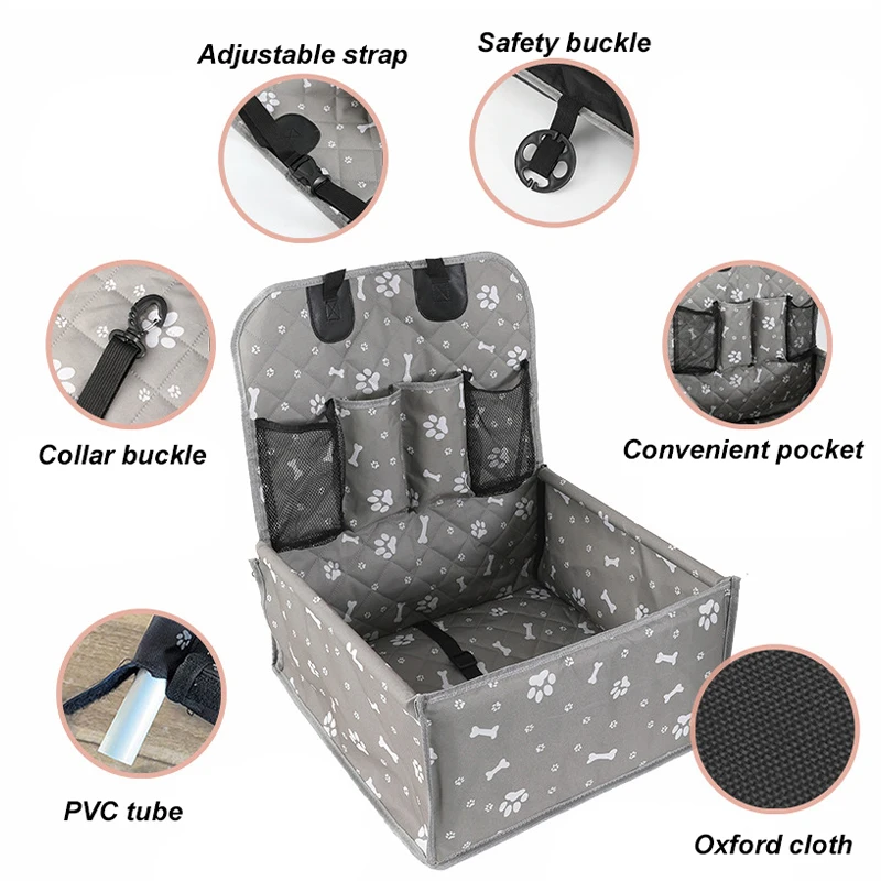 Durable, resistente a los arañazos, estera de viaje para perros con bolsillos, cómoda hamaca plegable, cesta para asiento de coche para perros pequeños y medianos - imagen 5
