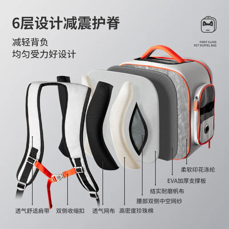 Bolsa para perros y gatos con carcasa dura cuadrada y doble hombro para mascotas, gran espacio que se puede plegar, cabina móvil, productos para mascotas - imagen 3