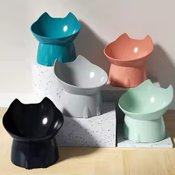 Cuenco elevado antivuelco para gatos y perros con protección de cuello