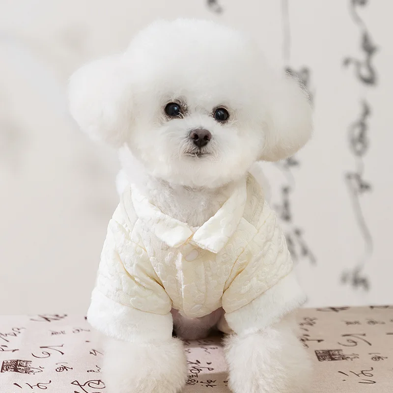 Otoño Invierno perro Año nuevo mono Floral estilo chino monos cuatro patas ropa de algodón gato y ropa para cachorros - imagen 2