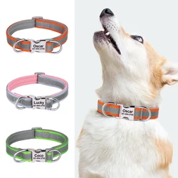 Collar perro personalizado reflectante ajustable con etiqueta grabada