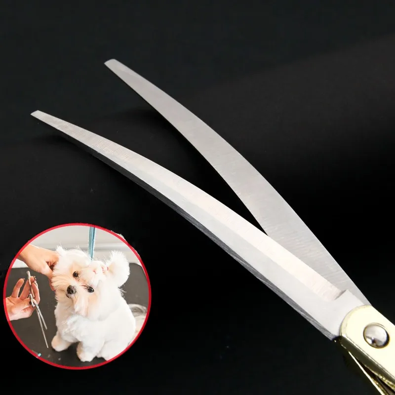 Tijeras para pelo de perro, recortador de perros de acero inoxidable, tijeras curvas ajustables para Limpieza del cabello de perros, suministros para el cuidado de perros y mascotas - imagen 3