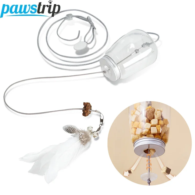 Puerta colgante para gatos, juguete interactivo de comida con fugas, juguetes de plumas para gatos con campana, divertidos juguetes de cuerda elástica, juguete de hierba gatera para gatitos, suministros para mascotas