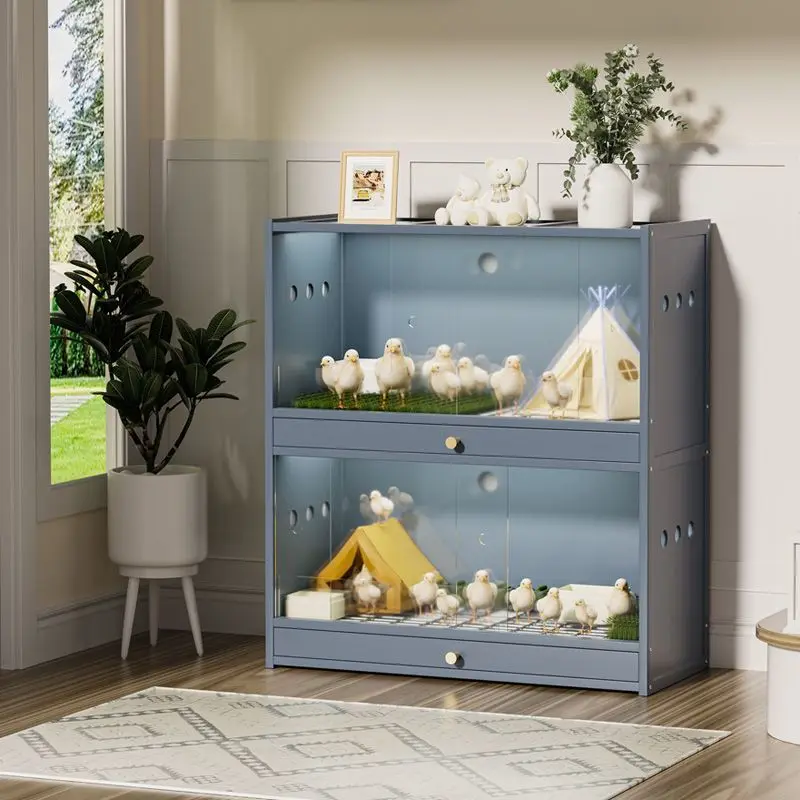 Caja de cría de pollos, cajón transparente Visible, puerta corredera tipo pájaro, jaulas pequeñas multifuncionales para mascotas, accesorios de alimentación - imagen 3