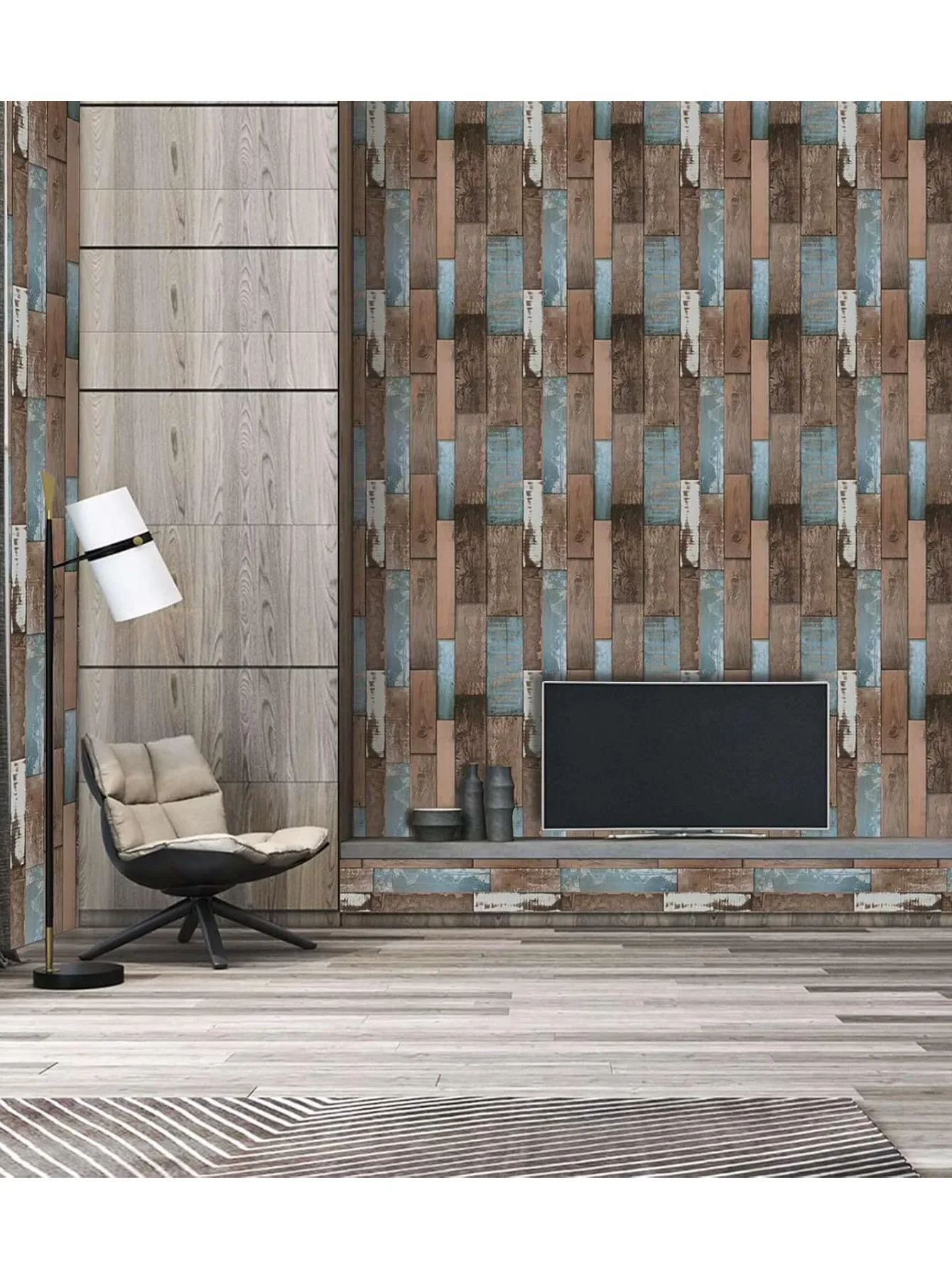 1 rollo de papel tapiz autoadhesivo, papel táctil autoadhesivo de grano de madera desgastado retro nostálgico, pelar y pegar, impermeable y extraíble para sala de estar, cocina, dormitorio, papel tapiz para dormitorio, papel tapiz para renovación de muebles, decoración de pared estética de otoño - imagen 3