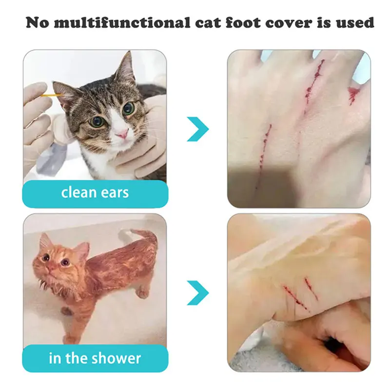 Cubiertas antiarañazos para pies de gato, zapatos ajustables antiapagado para gato, Protector de pata de gato de silicona, botas para baño de gato, suministro para mascotas, 4 Uds. - imagen 2