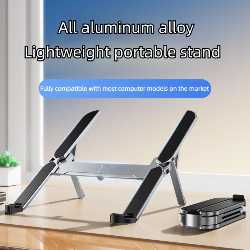 Mini soporte plegable de Metal para ordenador portátil, soporte portátil de ángulo ajustable para portátiles de 10-17 pulgadas, Ideal para viajes en casa y oficina - imagen 3