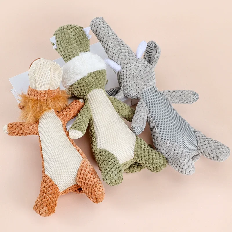 Juguete de peluche chirriante para perros con leones, elefantes y lobos, entrenamiento interactivo, alivio del aburrimiento, autojuego - imagen 2