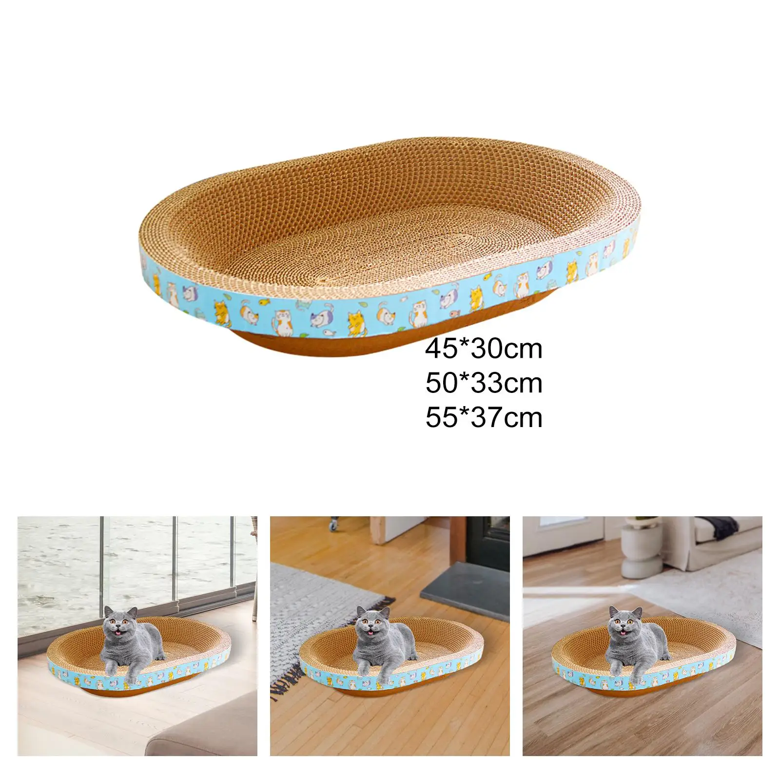 Oval Cardboard Cat Scratcher Bed Scratch Pad Nest Corrugated Scratching Board