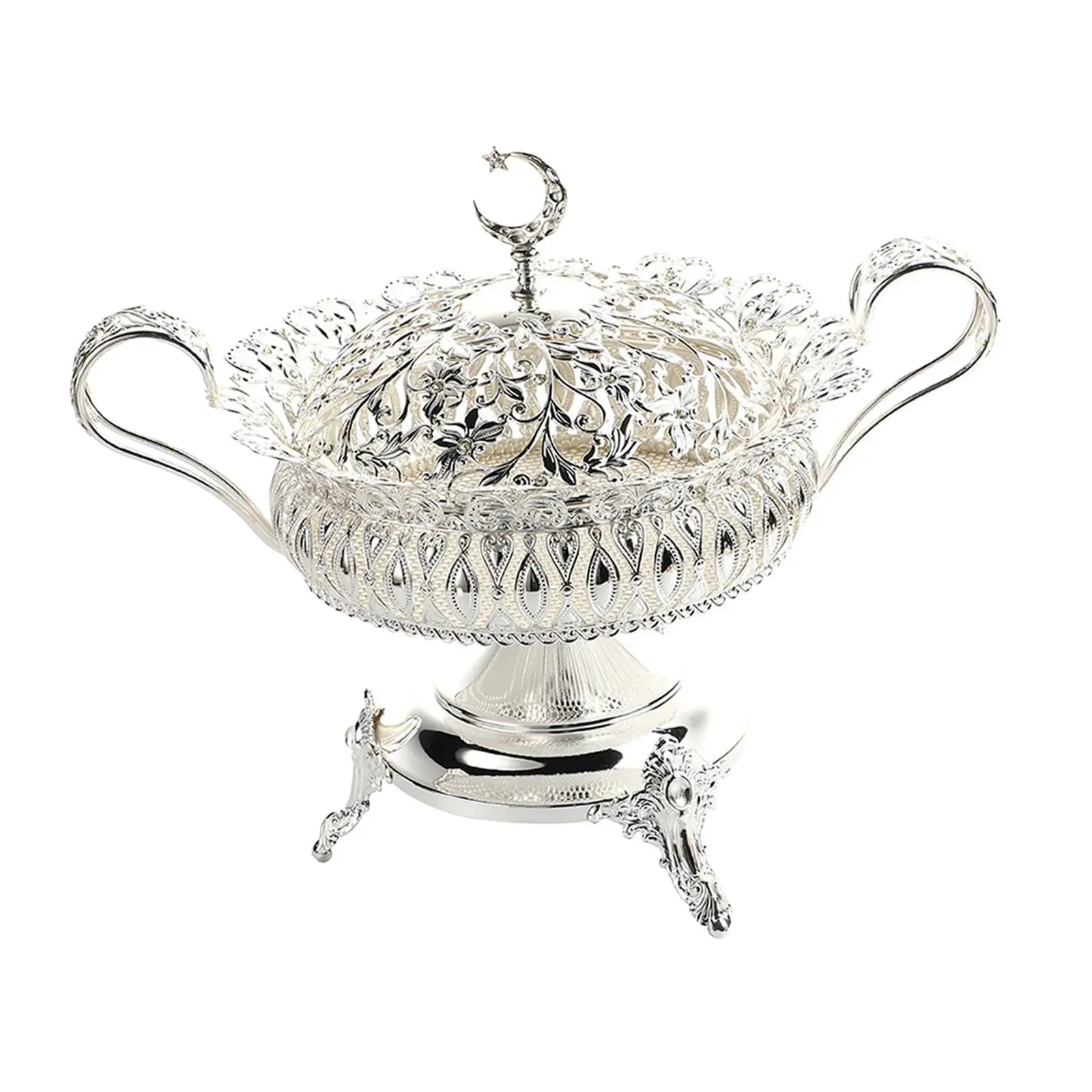 Footed Fruit Bowl Nordic Fruit Bowl with Cut Out Pattern Fruit Plate with Cover for Restaurant Household KTV Coffee Table Dining