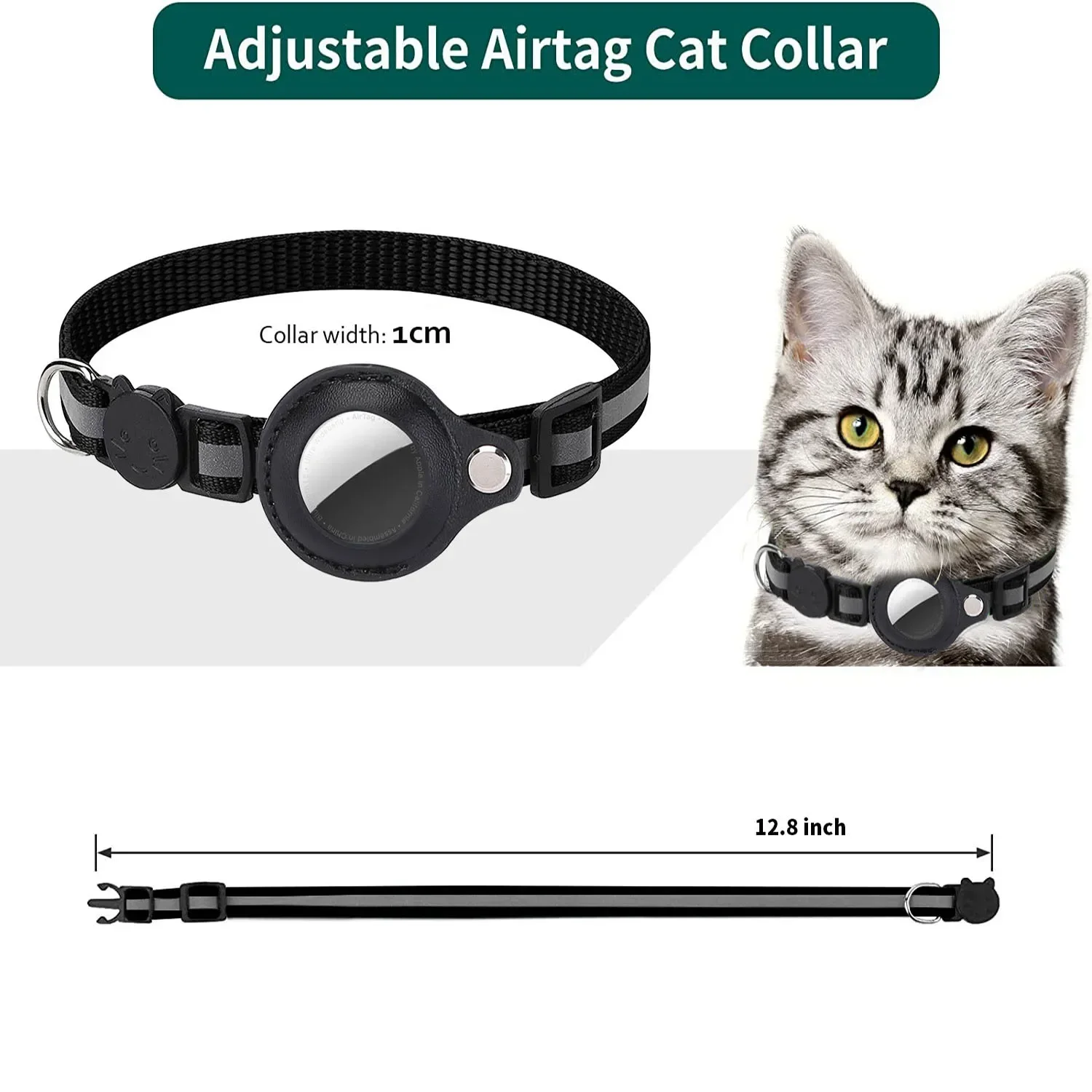 Collar reflectante para gatitos con AirTag ajustable e impermeable - imagen 3