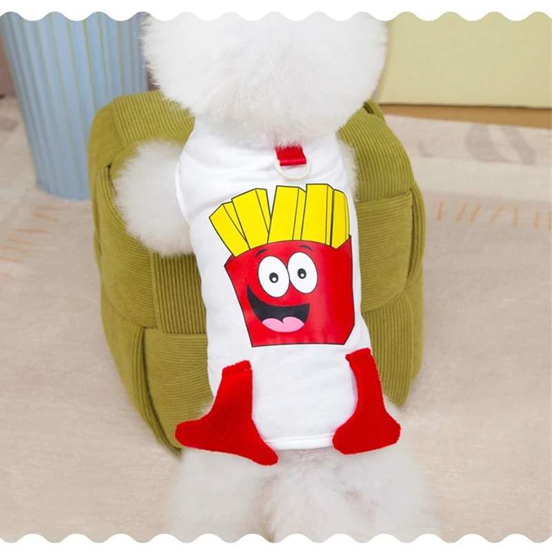 Divertido chaleco de verano para perros y mascotas, sudadera ligera Unisex con dibujos de patatas fritas y gatos, ropa para cachorros pequeños, Chihuahua - imagen 4