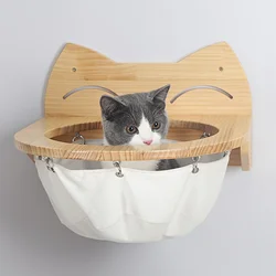 Hamaca de pared para gatos – Plataforma de salto y descanso en madera natural