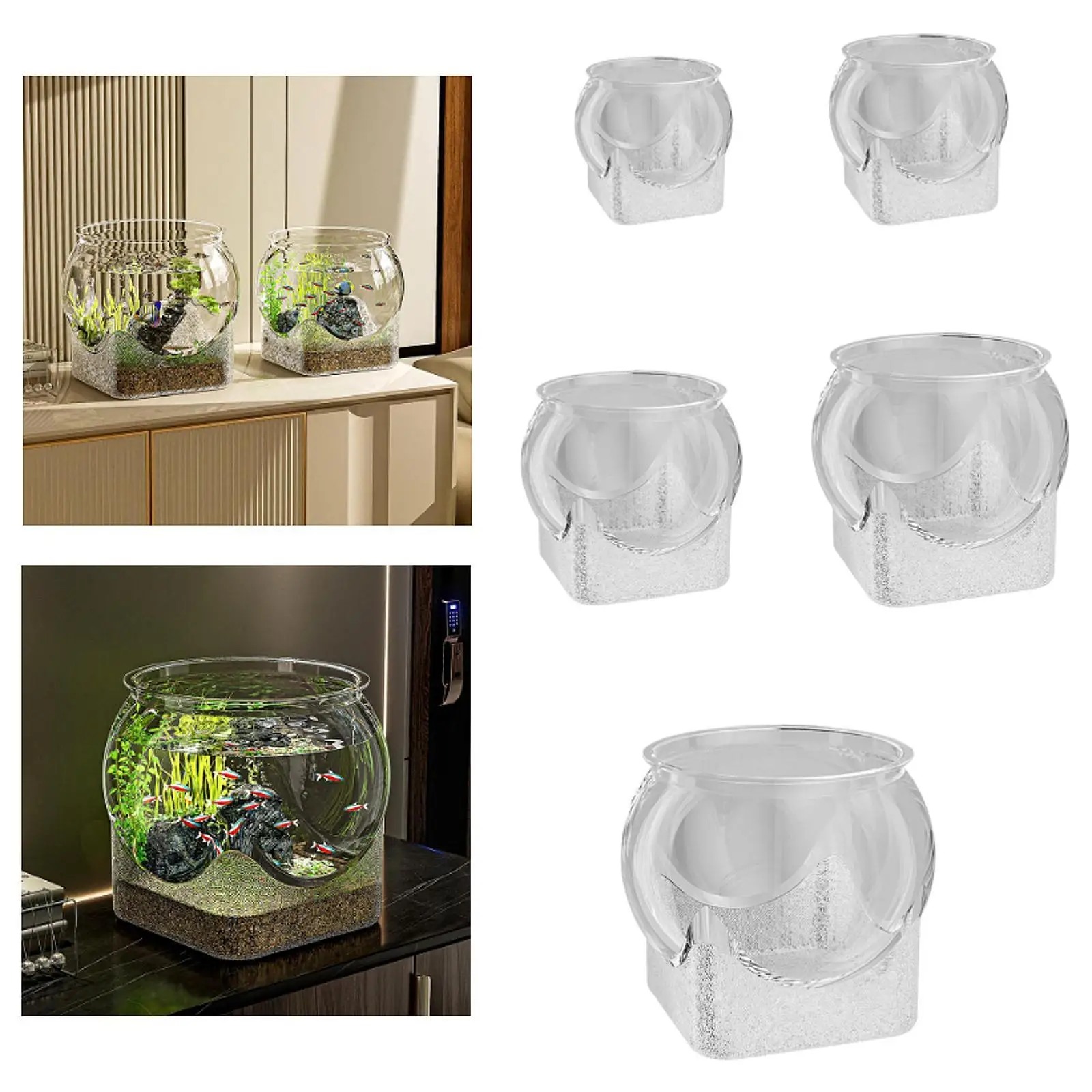 Cuenco de pescado para acuario, cuenco transparente para acuario, regalos para decoración del hogar, tanque de visualización de tortugas - imagen 4