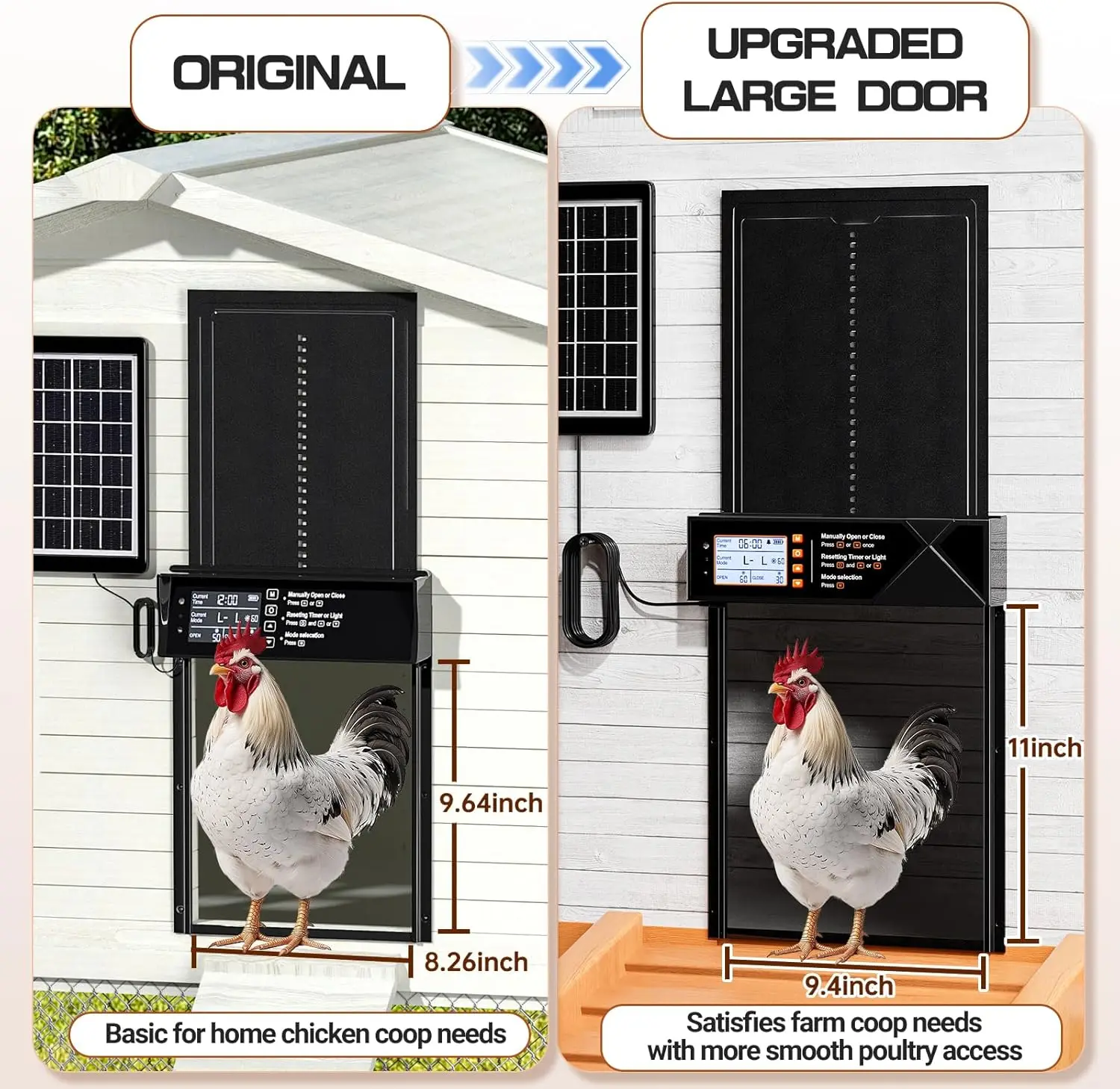Puerta automática solar extra grande para gallinero - imagen 4