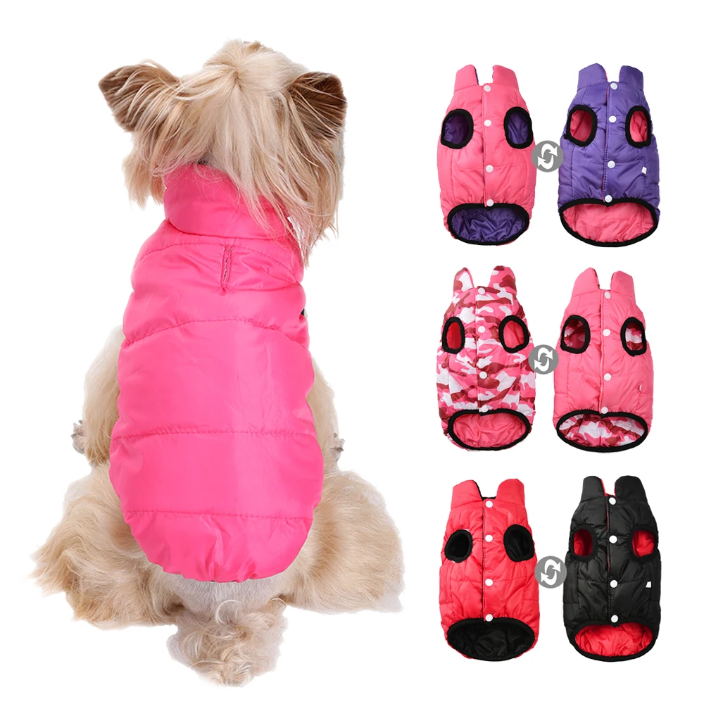 Abrigo Reversible para cachorros, chaqueta cálida de invierno para perros, ropa para perros pequeños y medianos, abrigo para gatos, trajes ligeros a prueba de viento para Bulldog Francés