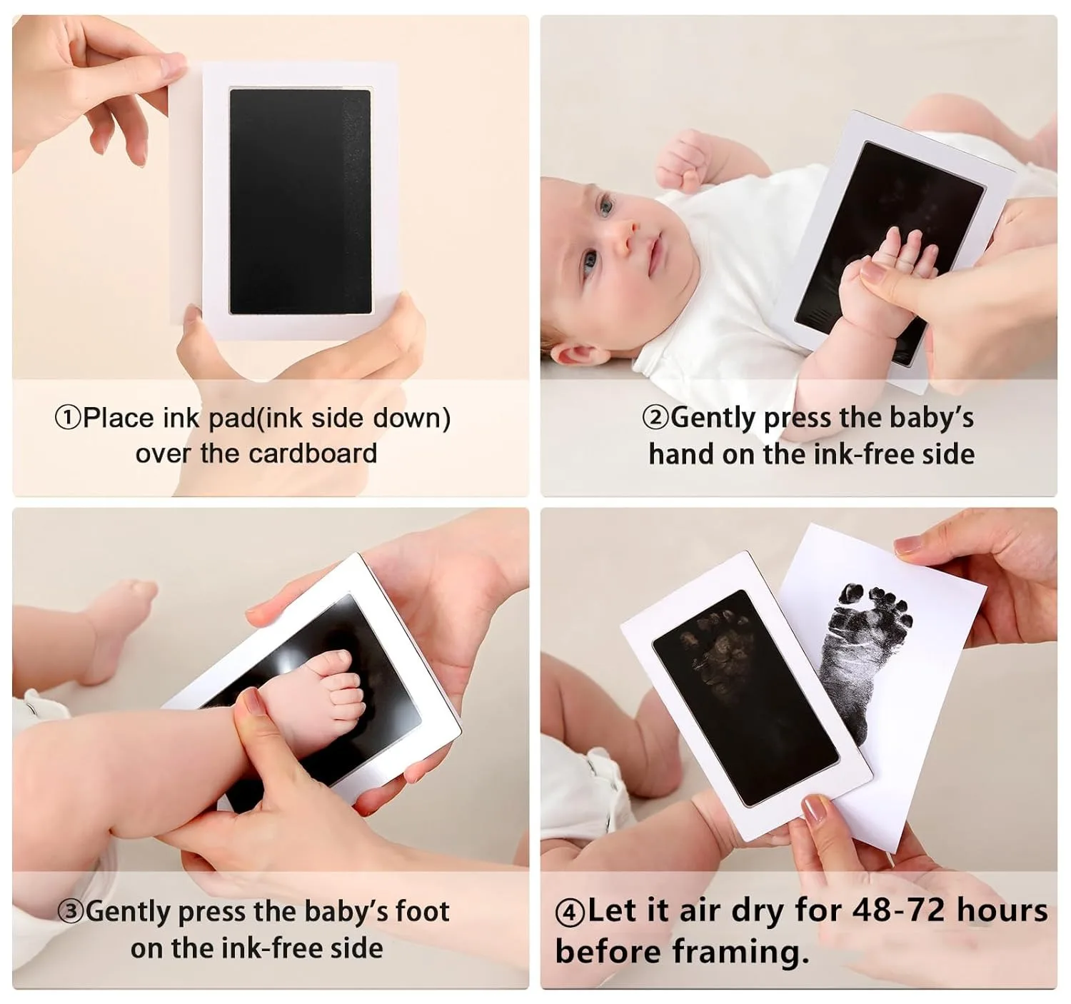 Kit de huella de mano para bebé, marco de color de registro de 5 pulgadas, No tóxico, sin tinta, Kit de huella de bebé - imagen 4