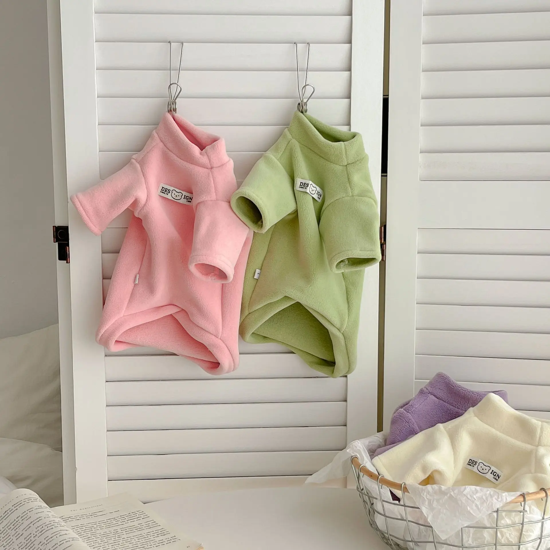 Suéter básico de cuello alto para mascotas con felpa de manga larga gruesa de felpa de doble cara sudadera elástica cálida ropa para cachorros - imagen 3