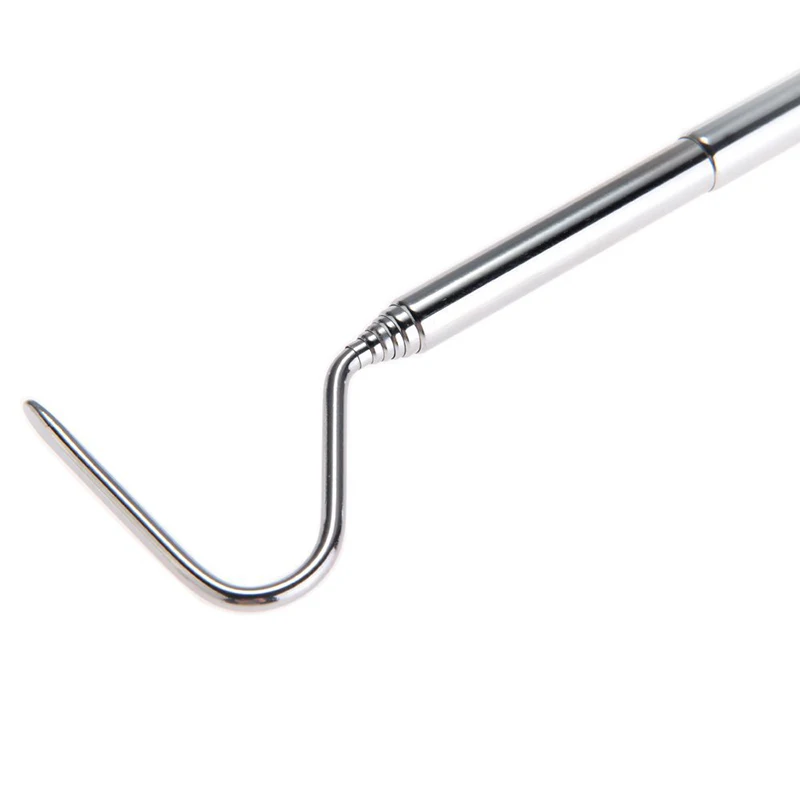 Atrapamoscas retráctil reptiles - Detalle del gancho de pico de pato para control seguro